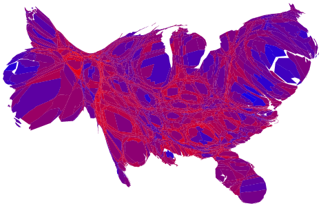 Newman's election cartogram, 2004 